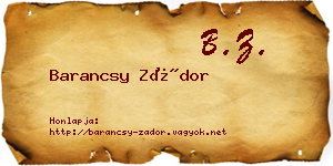 Barancsy Zádor névjegykártya